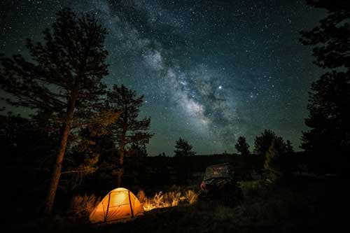 camping tent at night in westcliffe colorado