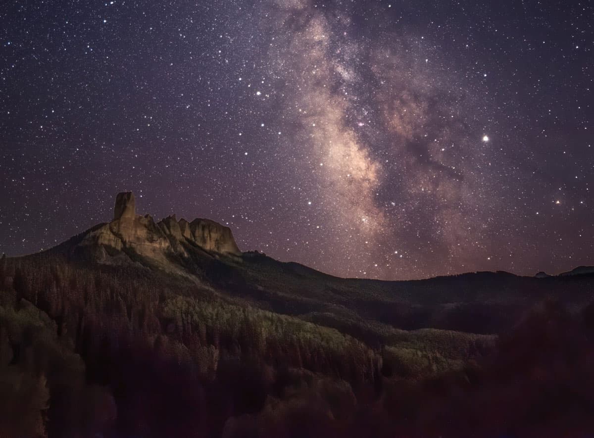 The Milky Way over the mountains in Ridgway, Colorado