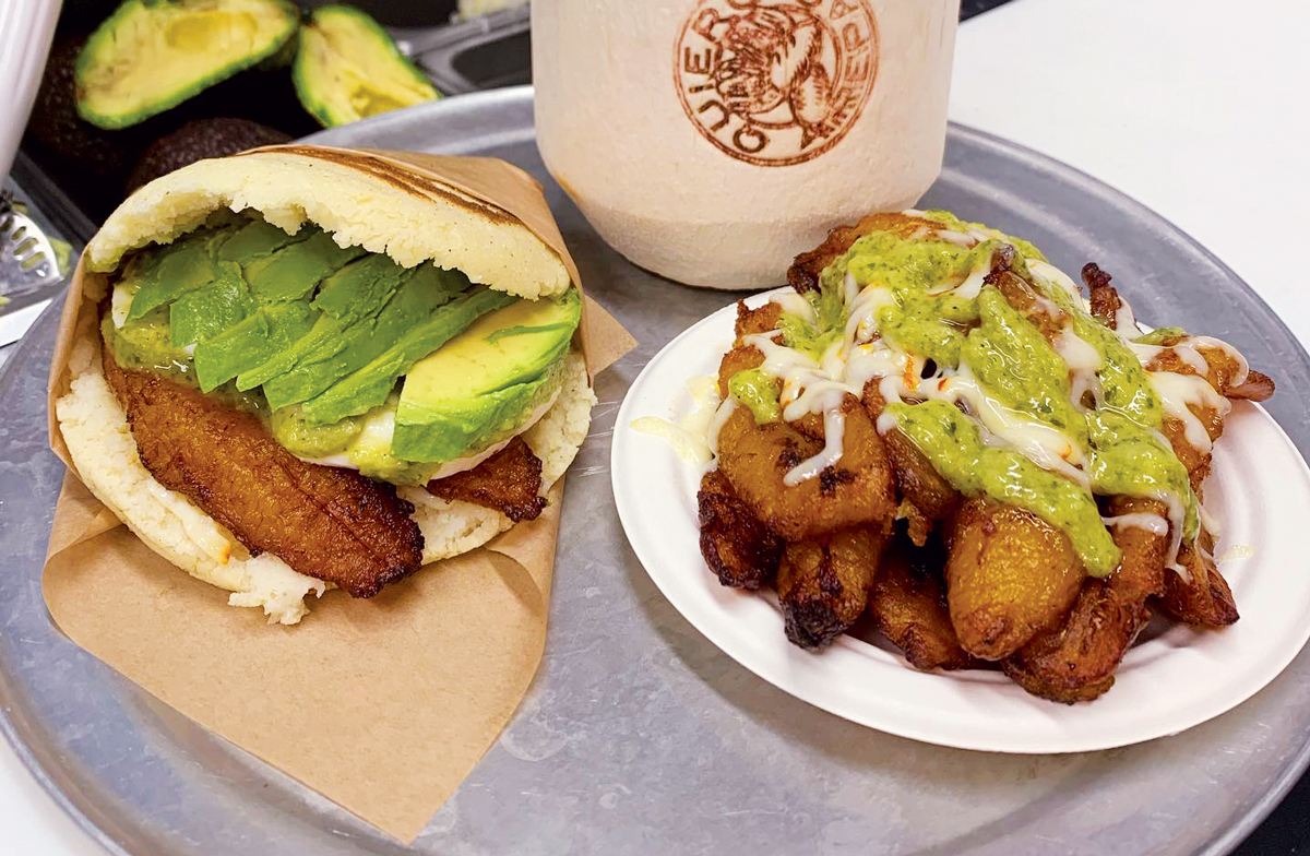 Arepas with plantains, avocado and avocado salsa from Quiero Arepas in Boulder and Denver