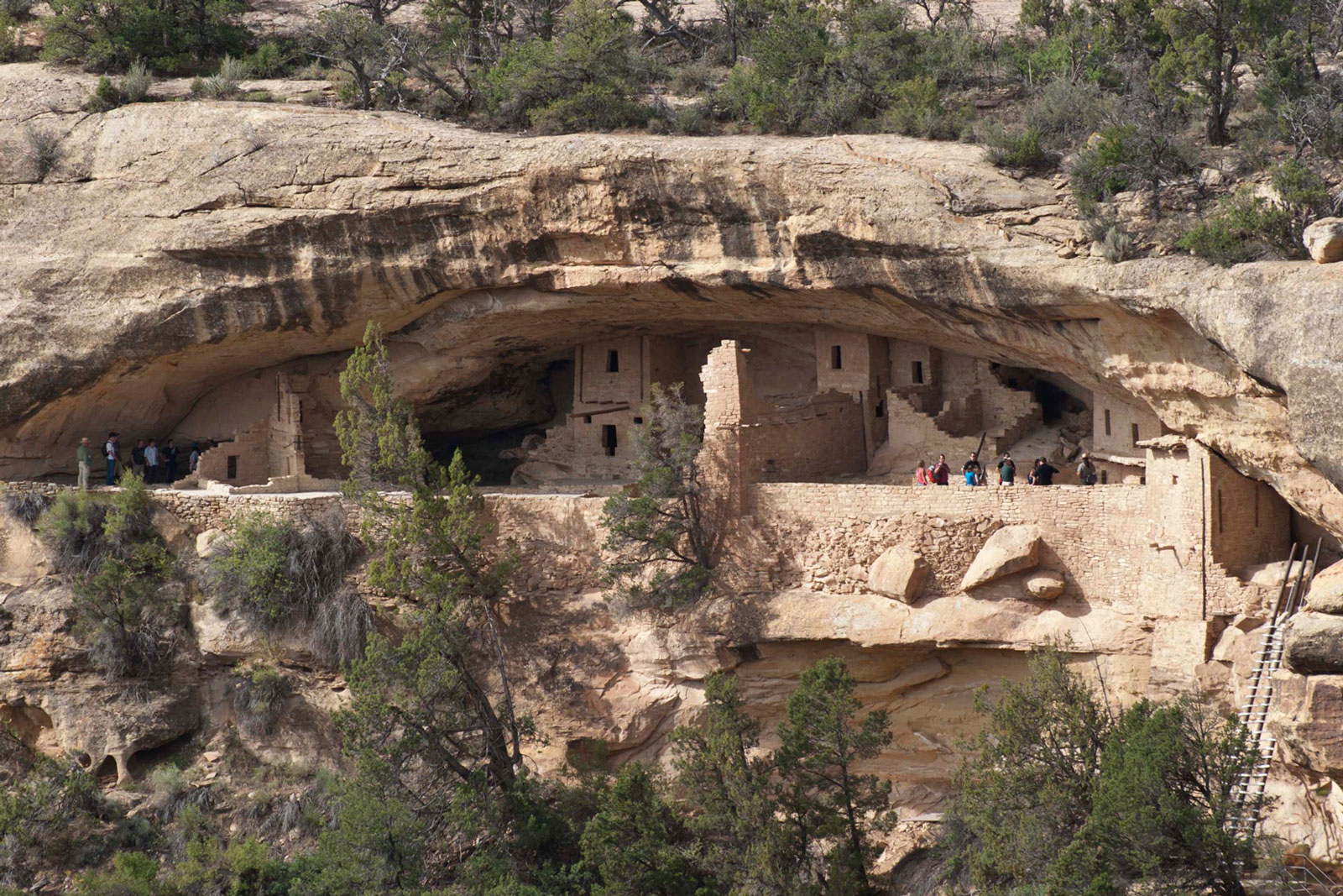 A dwelling is carved into natural rocks at Mesa Verde National Park